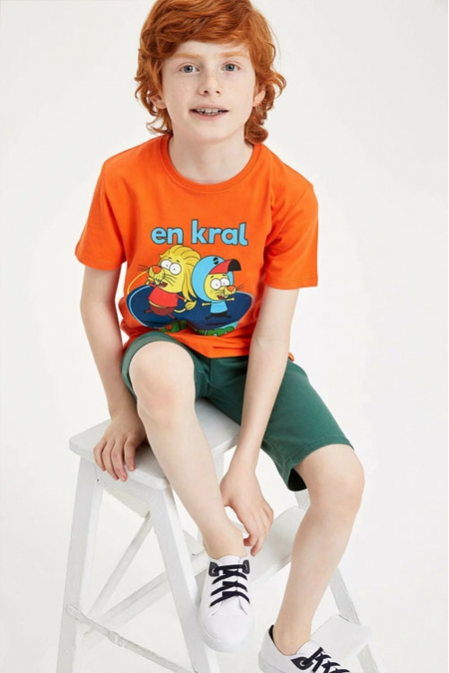 Turuncu Erkek Çocuk Kral Şakir Lisanslı T-Shirt