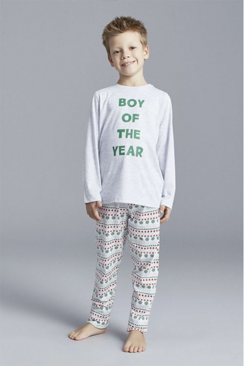 Erkek Çocuk Lıght Grey Year 2'li Pijama Takımı 