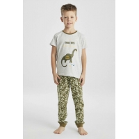 Çok Renkli Erkek Çocuk Dino 3D 2li Pijama Takımı