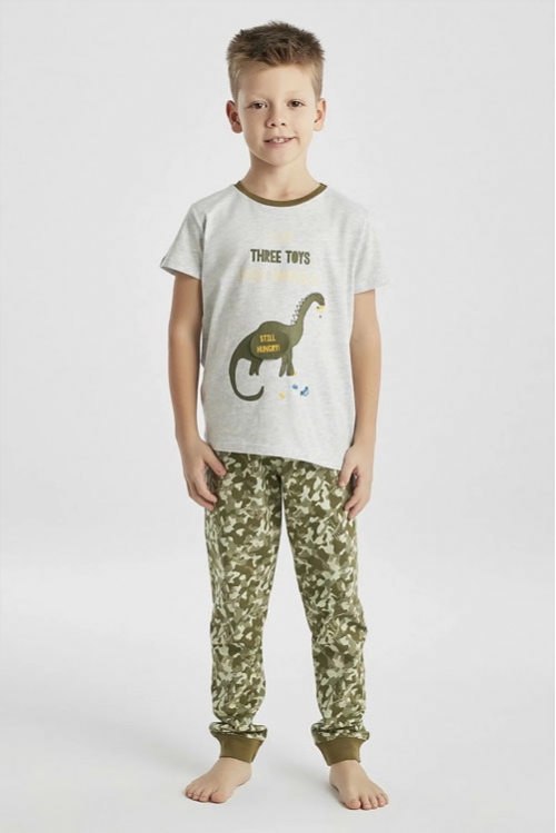 Çok Renkli Erkek Çocuk Dino 3D 2li Pijama Takımı