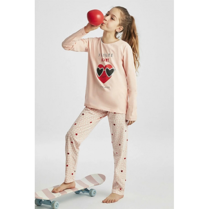Çok Renkli Kız Çocuk Heartbreaker 2li Pijama Set