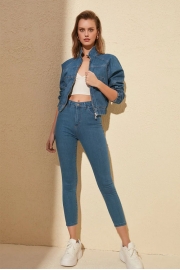 Mavi Yüksek Bel Skinny Jeans