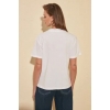 Beyaz Dik Yaka Basic Örme T-shirt